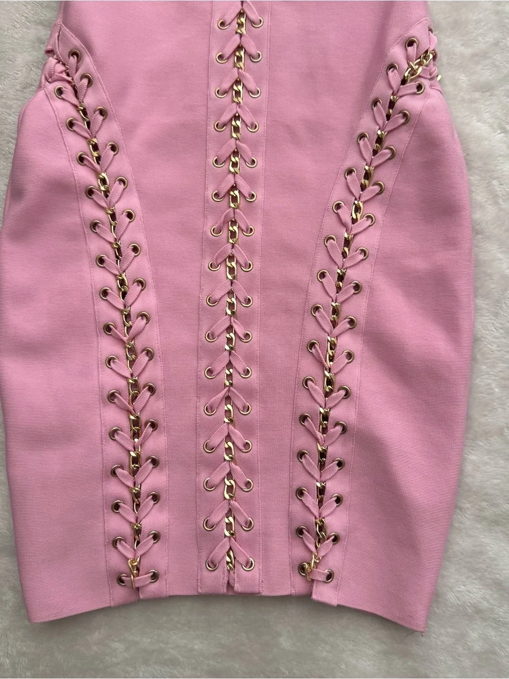 AKIRA Pink Lace-Up Corset Mini Dress
